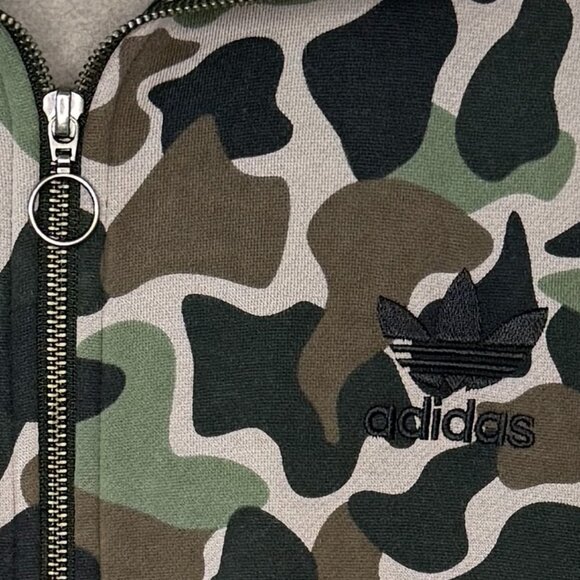 Adidas Camo Track Jacket Full Zip Fleece Lined Size Medium - Picture 3 of 9